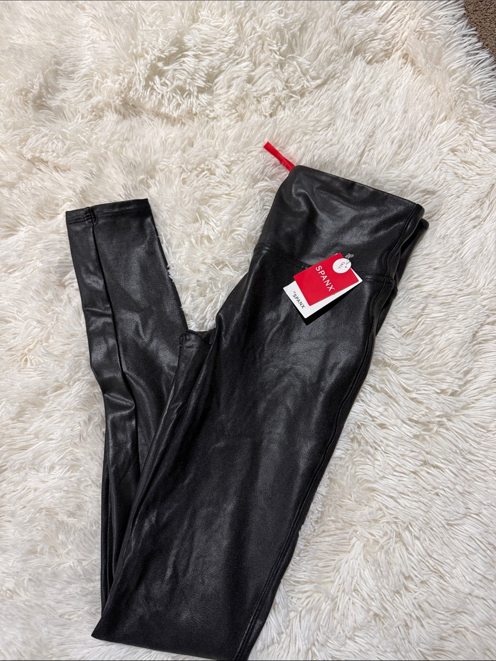 SPANX Black Faux Leather High-Rise Leggings